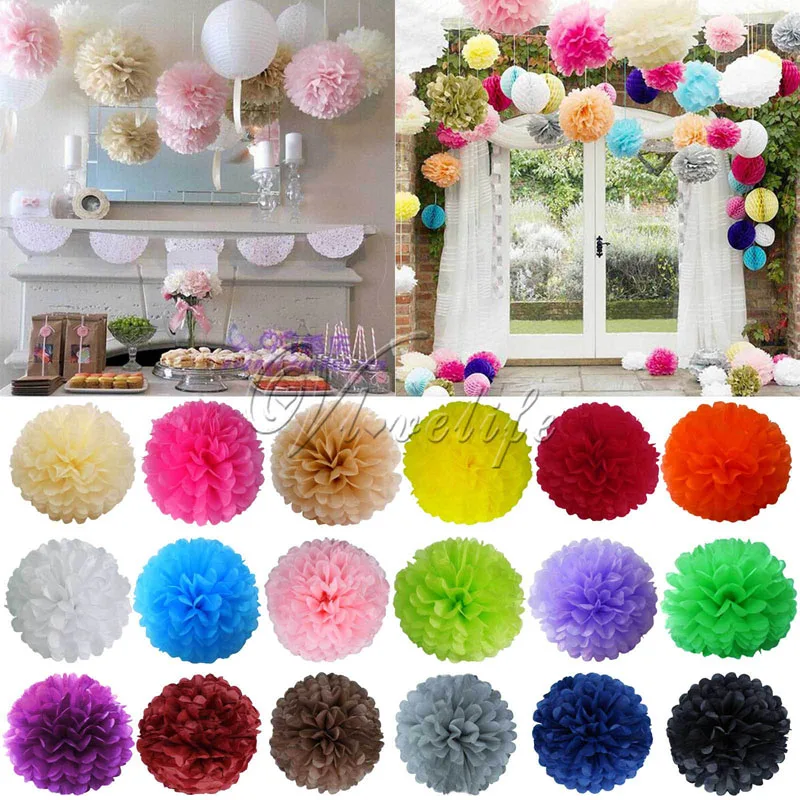 

10pcs 10" Tissue Paper Pom Poms Paper Ball Paper Flower Pompoms Wedding Birthday Party Home Decoration Favor 25cm