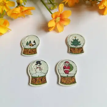 

Cartoon Wood Buttons 150pcs/lot Cute Christmas crystal ball Buttons Sewing Children Buttons Clothes Ornament DIY Making