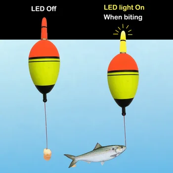 

Smart Fishing Float Alarm When Fish Bite Bait LED Light Turn ON Automatical Night Electronic EVA intelligent Buoy Strike Alert