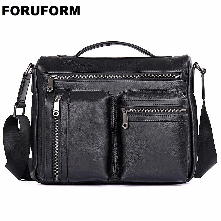 Men Fashion Genuine Leather Zipper Shoulder Crossbody Bag Men&#39;s Travel Bags Messenger Leather ...