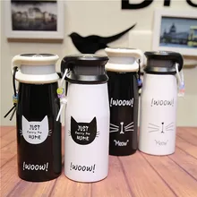 Креативная Милая черная и белая бутылка-термос из нержавеющей стали для кошек, Студенческая спортивная дорожная чашка для кофе и чая