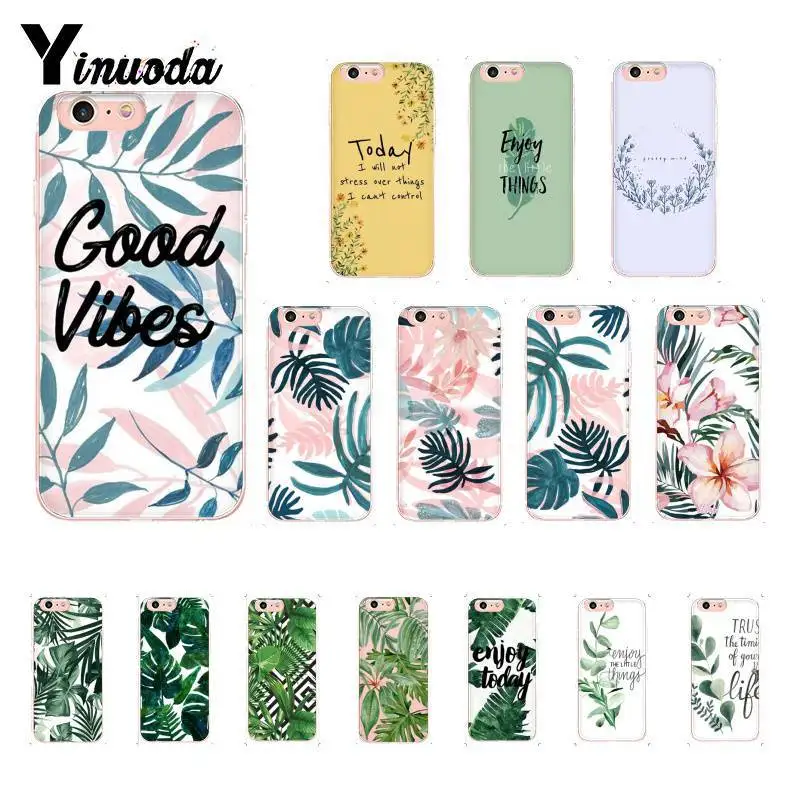 

Yinuoda Watercolor Art Palm Leaves Pattern Newly Phone Case for iPhone 8 7 6 6S Plus X XS MAX 5 5S SE XR 10 11 11pro 11promax