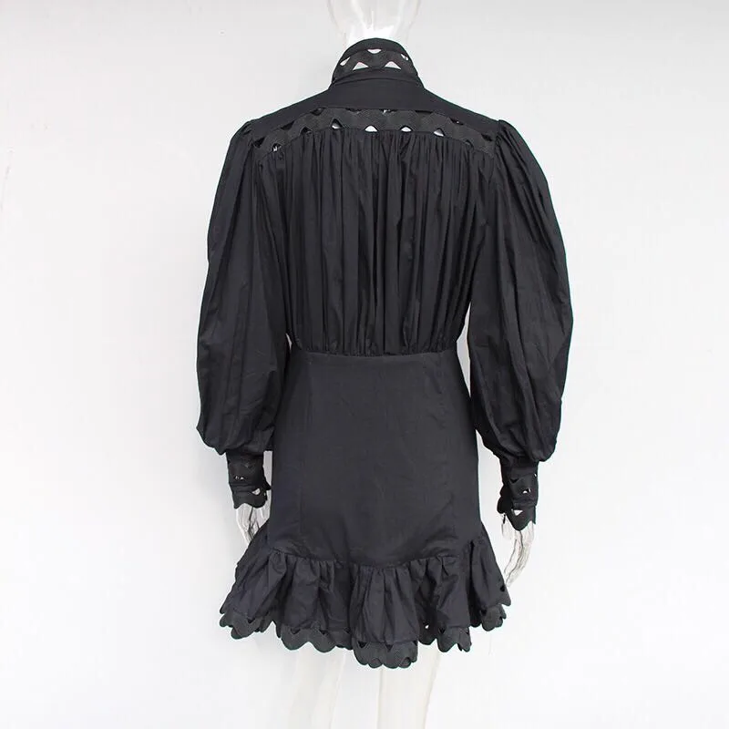 Tang Summer Dress 2019 long sleeve Solid White Sweet Women Cross Drawstring Mini Dress Vocation Beach Sexy Lace Dress (8)
