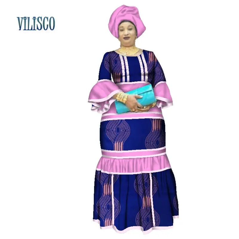 Afrikaanse Bazin Riche Jurken voor Vrouwen Lange Maxi Jurk Headtie Kralen Splice Dashiki Traditionele Afrikaanse Vrouwen Kleding WY2641 Afrikaanse Bazin Riche Jurken voor Vrouwen Lange Maxi Jurk Headtie Kralen Splice Dashiki Traditionele Afrikaanse Vrouwen Kleding WY2641