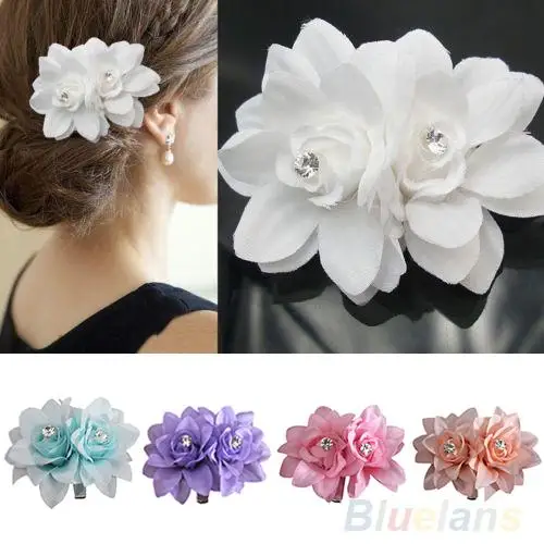 Women Girl Flower Decor Hair Clip Pin for Bridal Wedding Party Prom Headwear