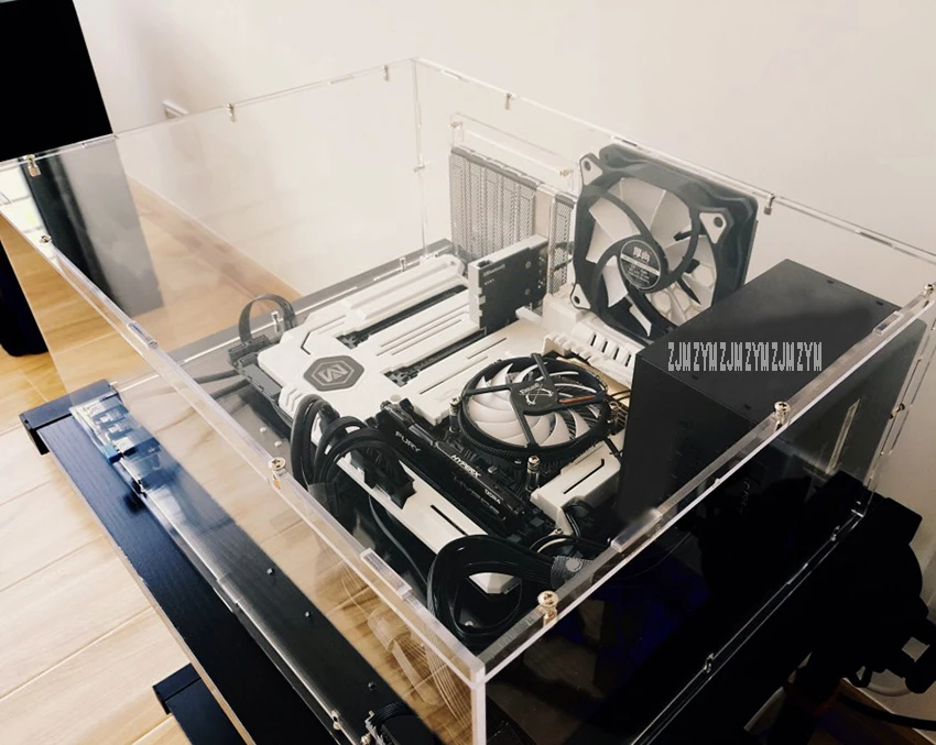Полный прозрачный DIY персональный акриловый корпус компьютера коробка Настольный ПК компьютер чехол для материнская плата atx материнская