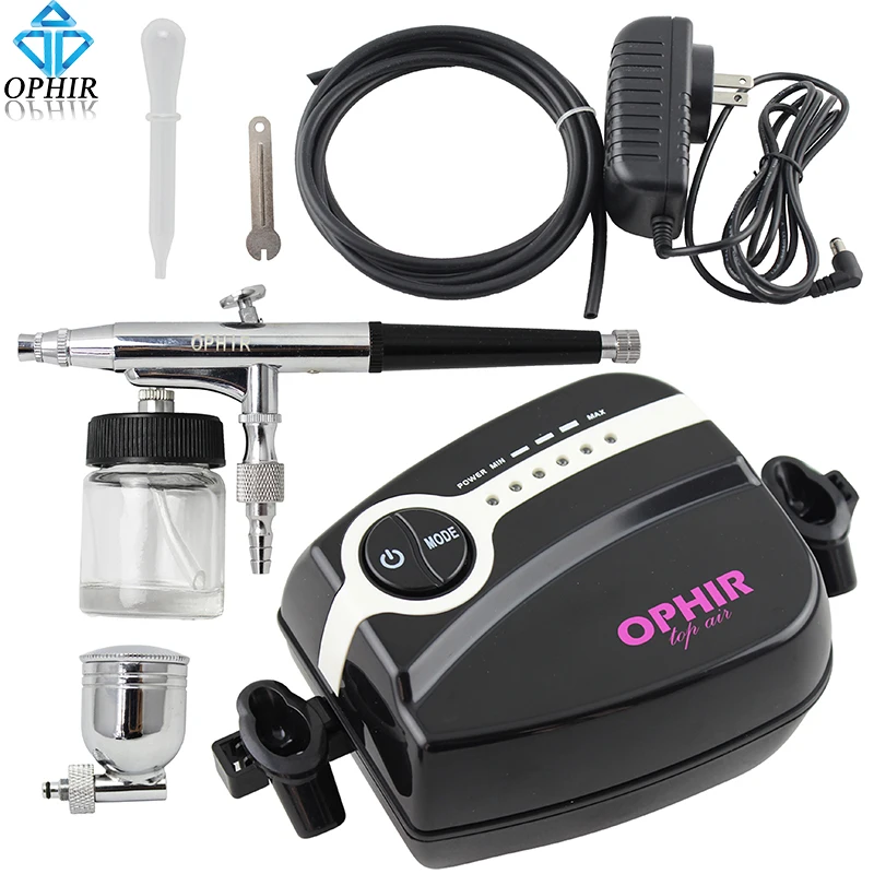  OPHIR Pro Portable Airbrush Compressor Kit 5-Adjustable Mini Air Compressor for Cake Decorating Bod