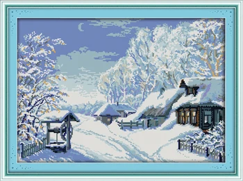 

The Middle of Winter Scenery Cross Stitch Kits Wholesale Printed Cotton Embroidery DIY Handmade Needlework Wall Home Decor