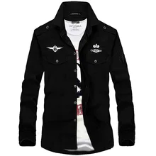 Новинка, мужские рубашки в стиле милитари с двойными карманами, Хлопковая мужская одежда, повседневные облегающие рубашки для мужчин, Camisa Masculina AYG82