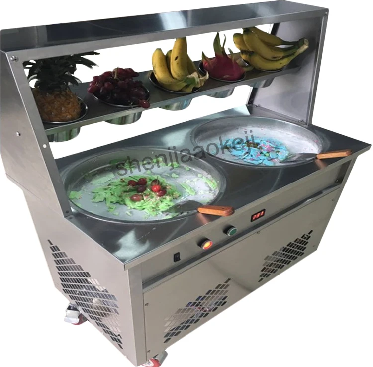 1pc Stainless Steel Double pan Fried Ice Cream Maker Fried yogurt machine fry ice cream roll machine 220v/110V