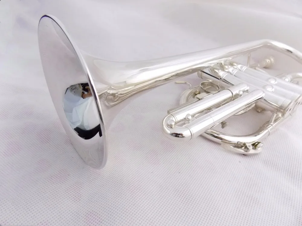 Bb Brass Cornet Trumpet Instrument Silver plated with Case and mouthpiece Musical instruments