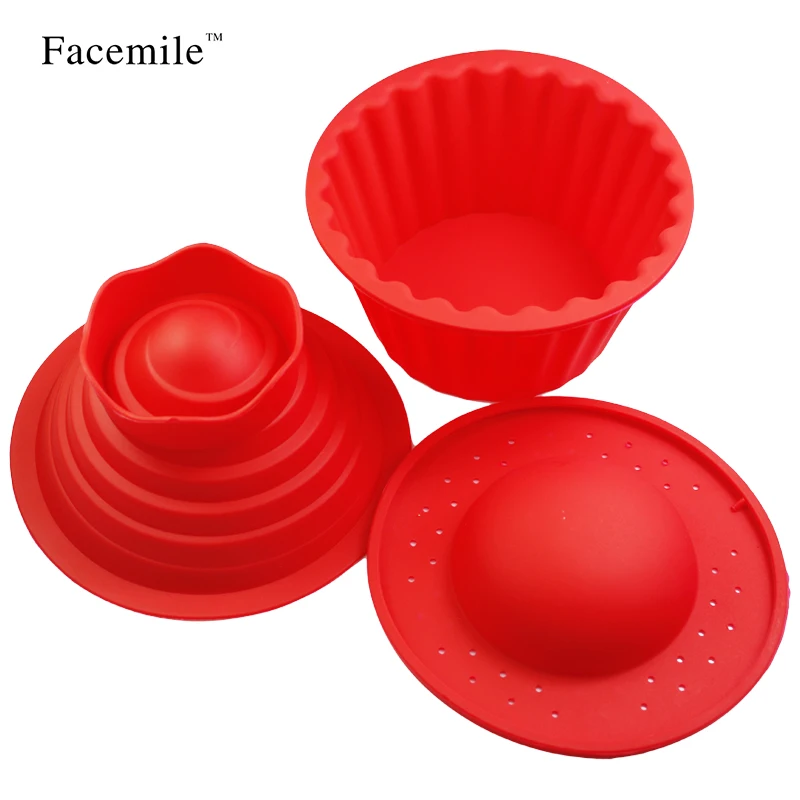 3pcs/set big top cupcake Silicone Giant Cupcake Mold Heat Resistant Bake tools Baking Maker no