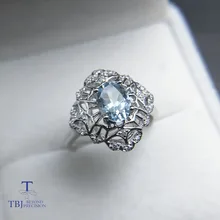 TBJ, природный аквамарин и опал драгоценный камень кольцо из серебра 925 пробы элегантные драгоценные камни ювелирные изделия для женщин мама с подарочной коробкой