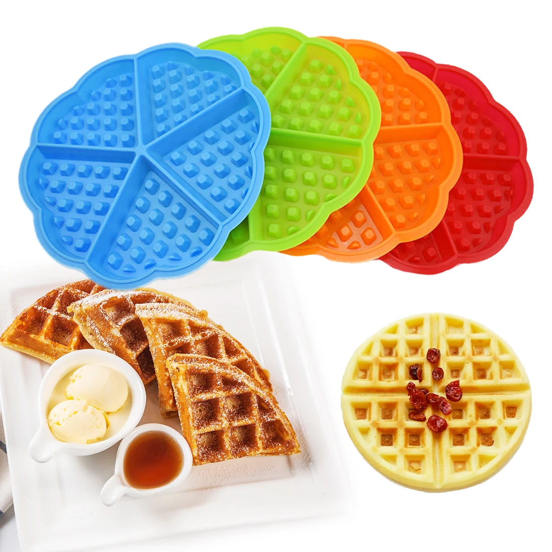 

Non-stick Silicone Waffle Mold Kitchen Bakeware Cake Mould Makers for Oven High-temperature Baking Set