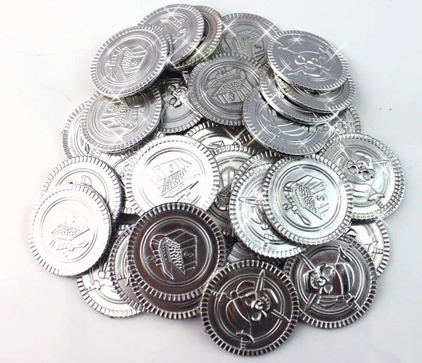 Оптовая продажа cool1000pc пластиковые косплей Капитан пират сокровище серебряные
