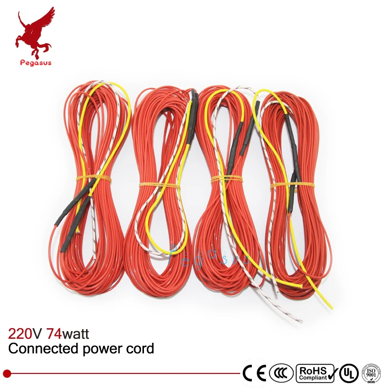 

F12K 20meters 74w 33ohm Carbon fiber heating wire PTFE Teflon connected Power cord heating wire Heating cable