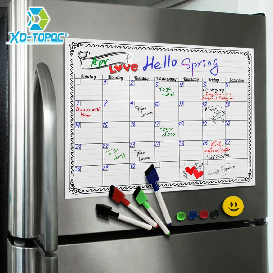 A3 magnetico settimanale e mensile Planner lavagna magnete per frigorifero flessibile quotidiano messaggio disegno frigorifero bacheca bianca - immagine 2
