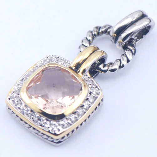 

New Morganite Woman 925 Sterling Silver Crystal pendant TE359