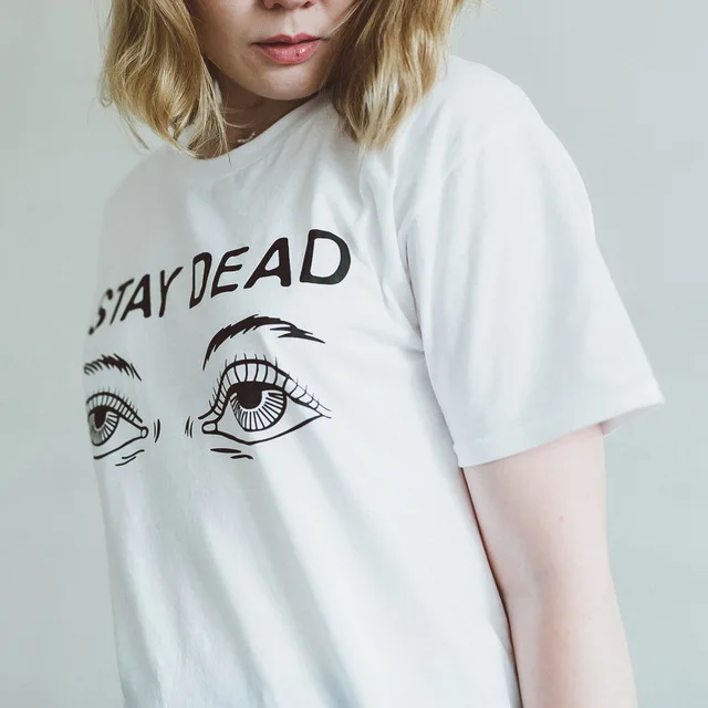 Для женщин футболка лето новая мода печатных оставаться мертвым письмо Круглый воротник футболка
