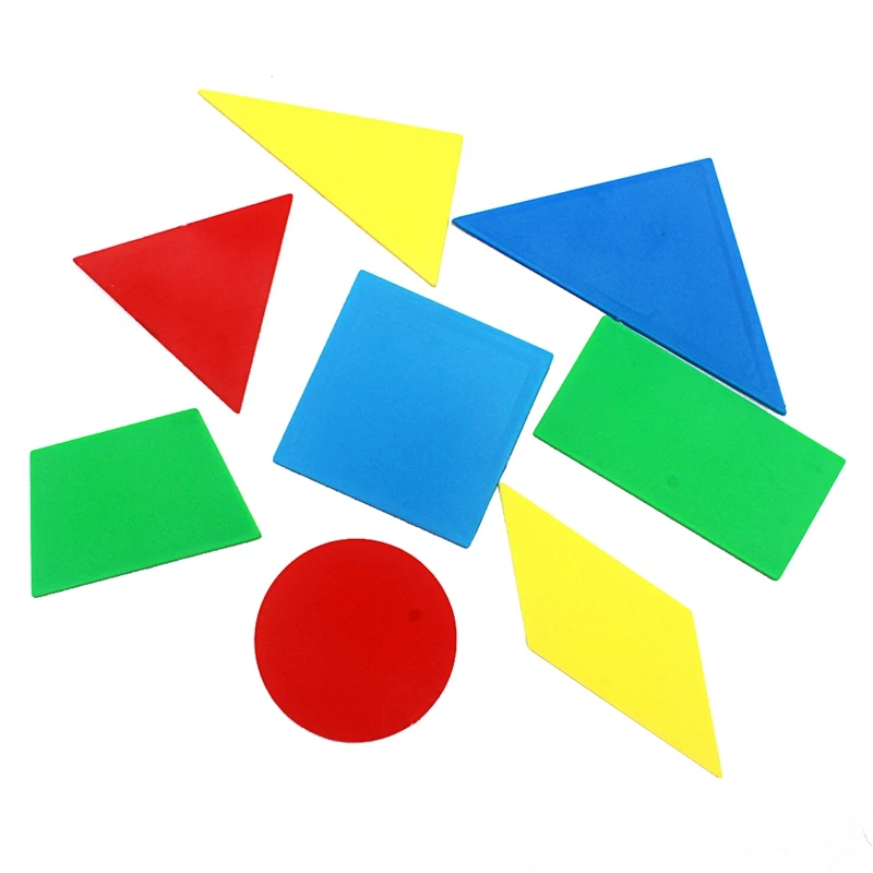 

8Pcs/Lot Montessori Mathematics Plastic Toys Colorful Geometric Shape/Figures Compare Size Area Triangle/Round/Trapezoid Student