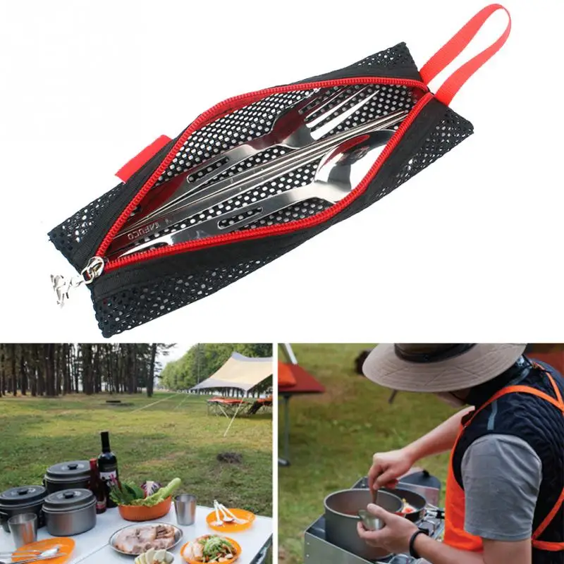 

Lightweight Tableware Cutlery Set Camping Hiking Stainless Steel Outdoor Spoon Fork Reusable Chopsticks Travel Portable