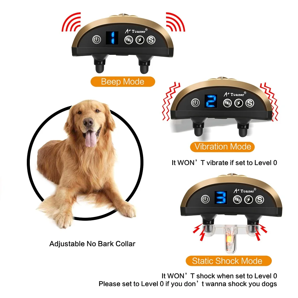 Анти-лай Вибрационный ошейник поражения электрическим током звук Автоматическая Воротник для домашних животных собак IP7 Водонепроницаемый тренировочные ошейники для собак