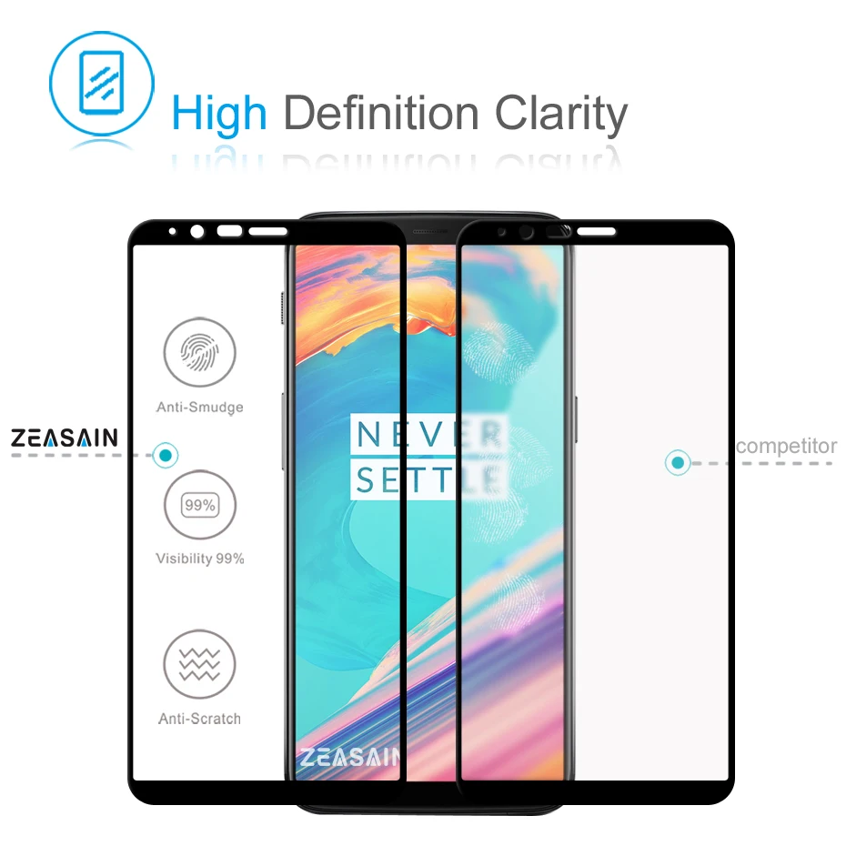 Защитное стекло ZEASAIN 2.5D закаленное с полным покрытием для OnePlus 5 T OnePlus5T One Plus 9H 2