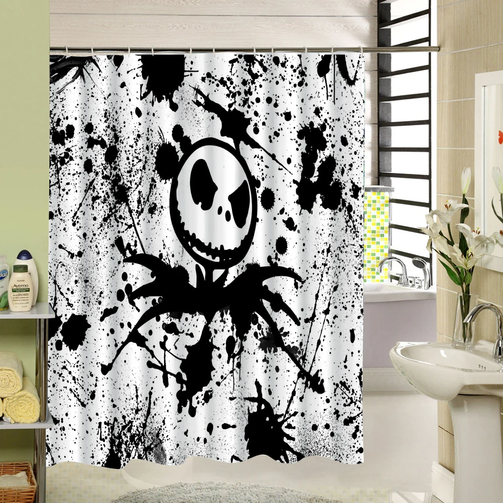 Modern Graffiti Art Design Cute Skull Pumpkin Halloween Shower Curtain
