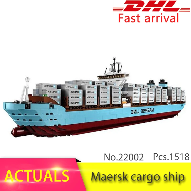 

22002 1518Pcs Technic Series The Maersk Cargo Container Ship Set Educational Building Blocks Bricks Model Toys Gift 10241