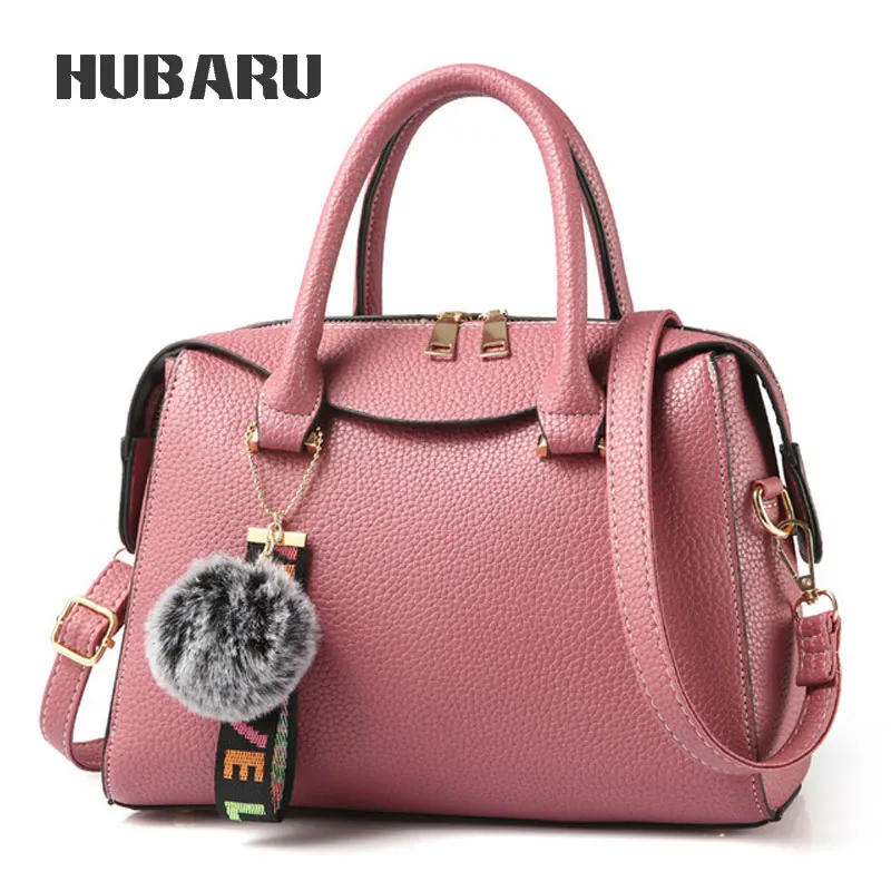 

HUBARU European Style of Fresh Trendy Small Tote Shoulder Bag Crossbody For Women Hairball Ornament Lady Fashion Pillow Handbag