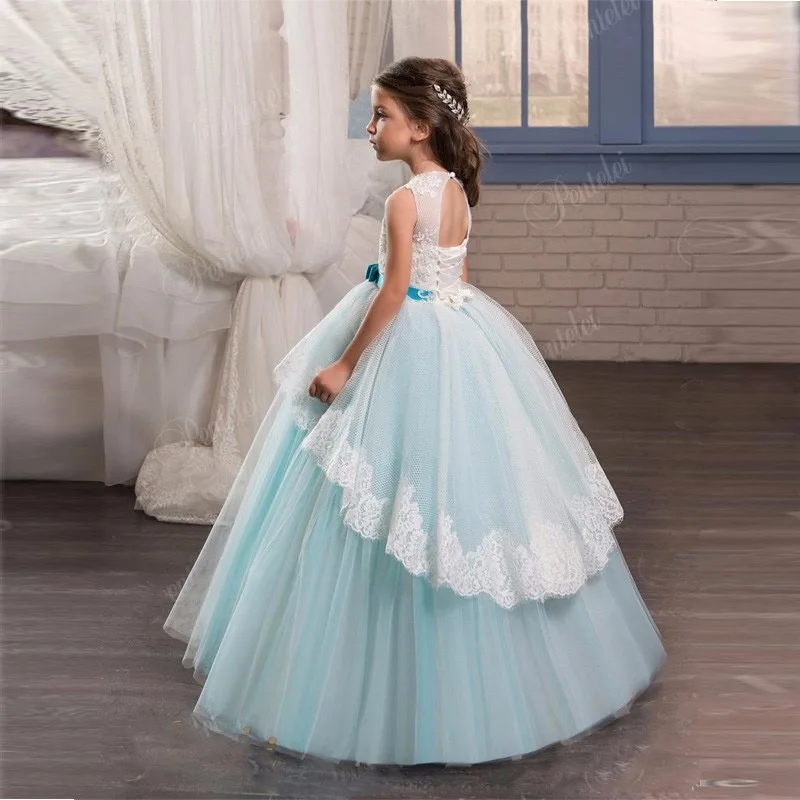 Элегантное платье принцессы для девочек; вечернее платье; коллекция года; Летние Детские платья; костюм для девочек; свадебное платье с цветочным рисунком для девочек