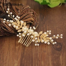 TOPQUEEN HP178 Свадебные украшения для волос ручной работы с цветочным принтом и искусственными бриллиантами, свадебные аксессуары для волос, расческа для волос, украшения для волос невесты