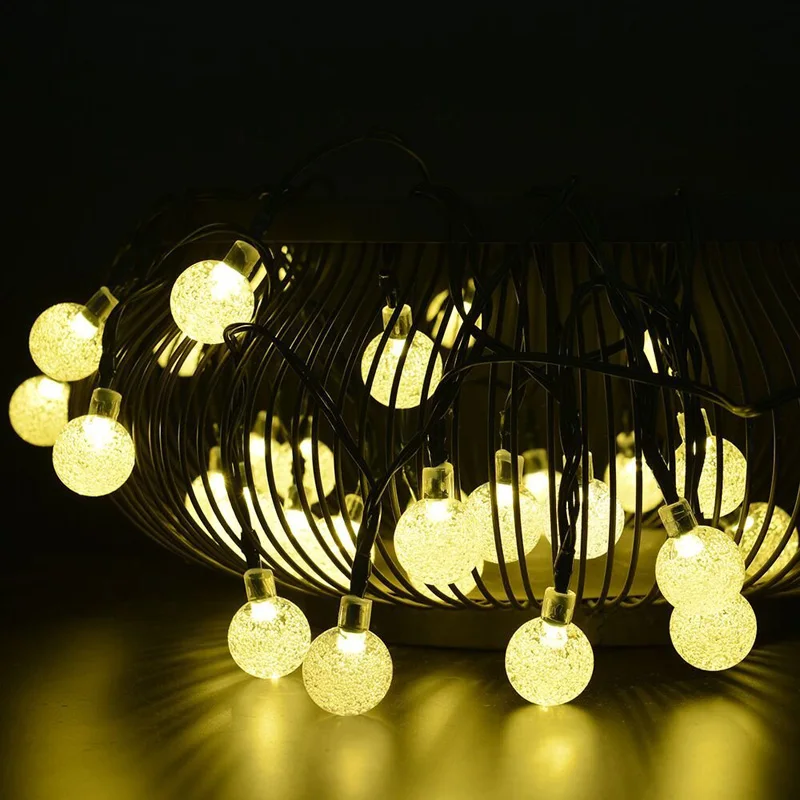 Christmas Solar String Light 20ft 30LED Fairy String Lights Bubble Crystal Ball Light Decorative Lighting for Garden Led Garland (1)