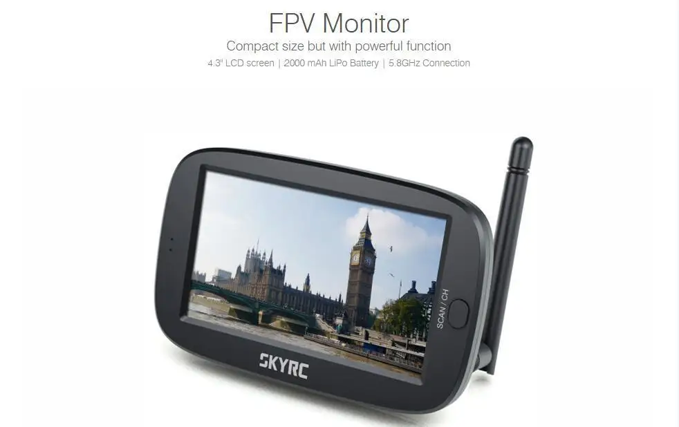 

SkyRC 4.3" LCD 5.8G 40Ch FPV Monitor 2-In-1 Wireless Receiver for RC Quadcopter
