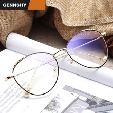 Ретро металл Оптические Frame Для женщин модный бренд Дизайн художественный оправе с прозрачными линзами сплав очки жемчужиной deroration золото