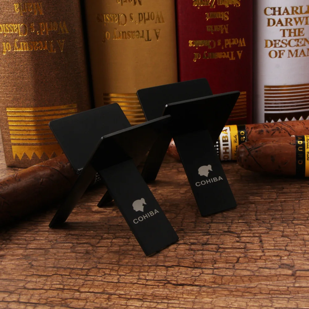 Держатель для сигар COHIBA, отличная Серебряная Складная подставка для сигар из нержавеющей стали, Карманный держатель пепельницы для сигар