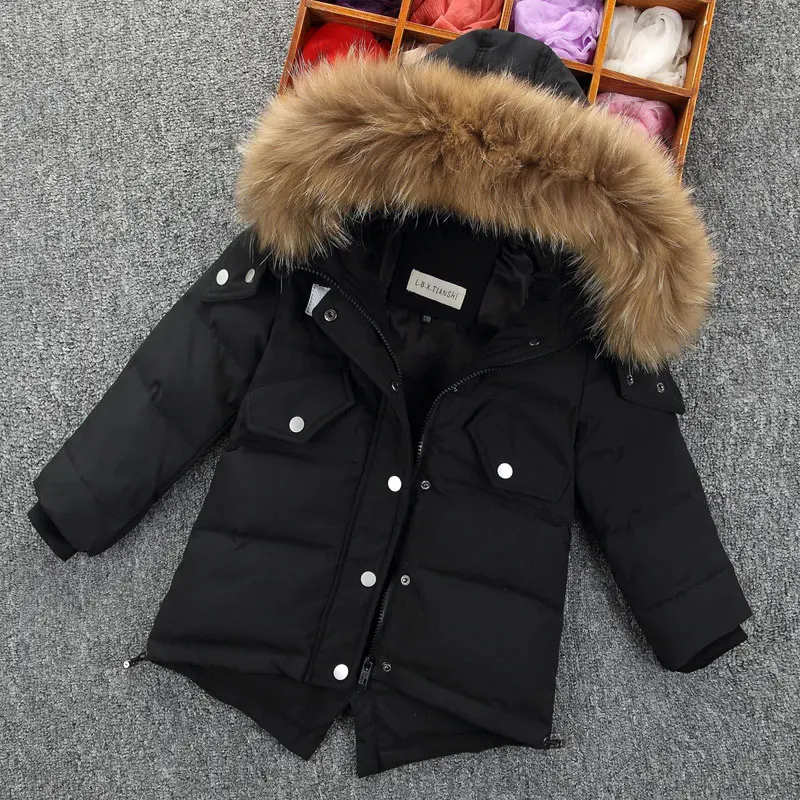 

Russian Thickened 2017 Winter Jacket For Boys Teenager Duck Down Warm Winter Jacket For Girls Hooded Coat For Girls Boys Parka