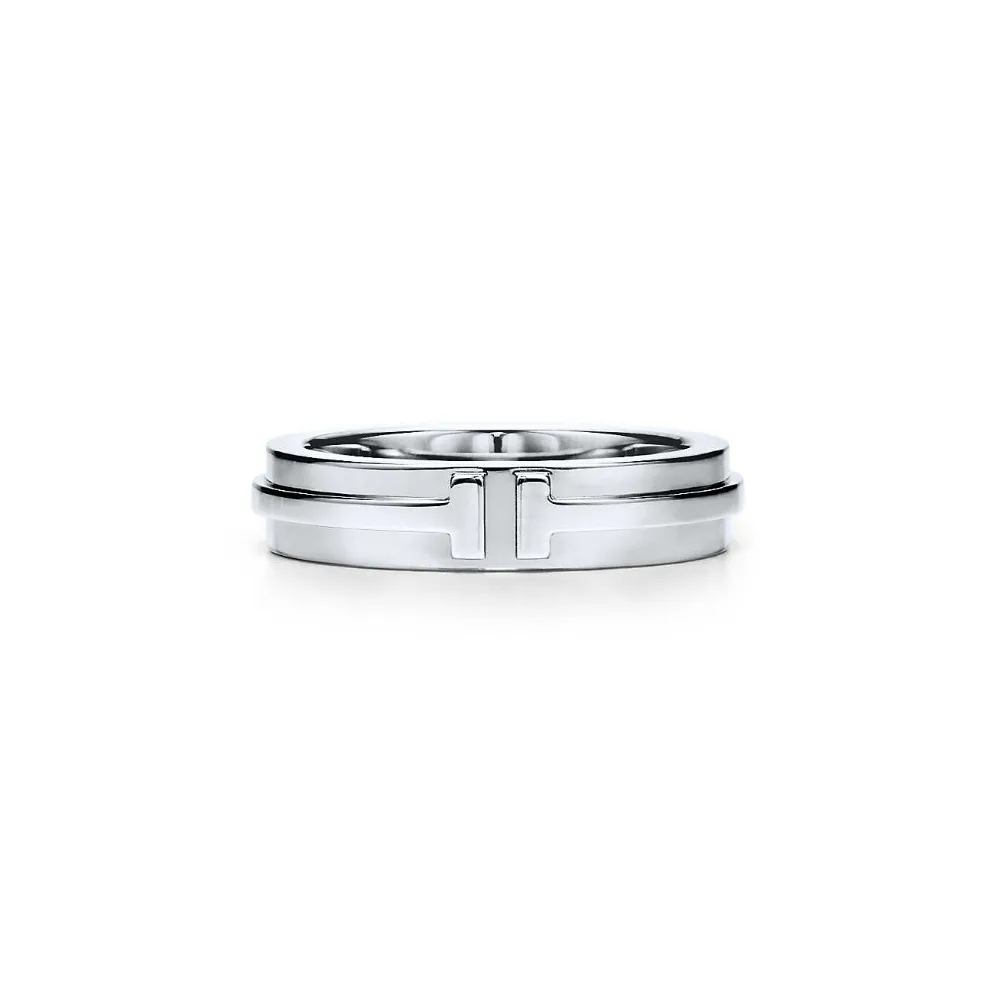 

DERMSPE 100% S925 Sterling Silver New TIFF T-shaped New Couple Ring White Gold Ring Anniversary Christmas Original Gift