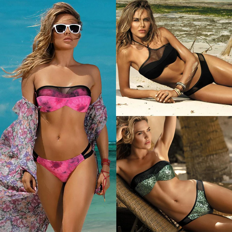 

Sexy Snake Skin Bikini 2019 New Swimwear Women Print Push Up Bikini Set Solid Top Lace Swimsuit Biquini Sunbathing Beathwear XL