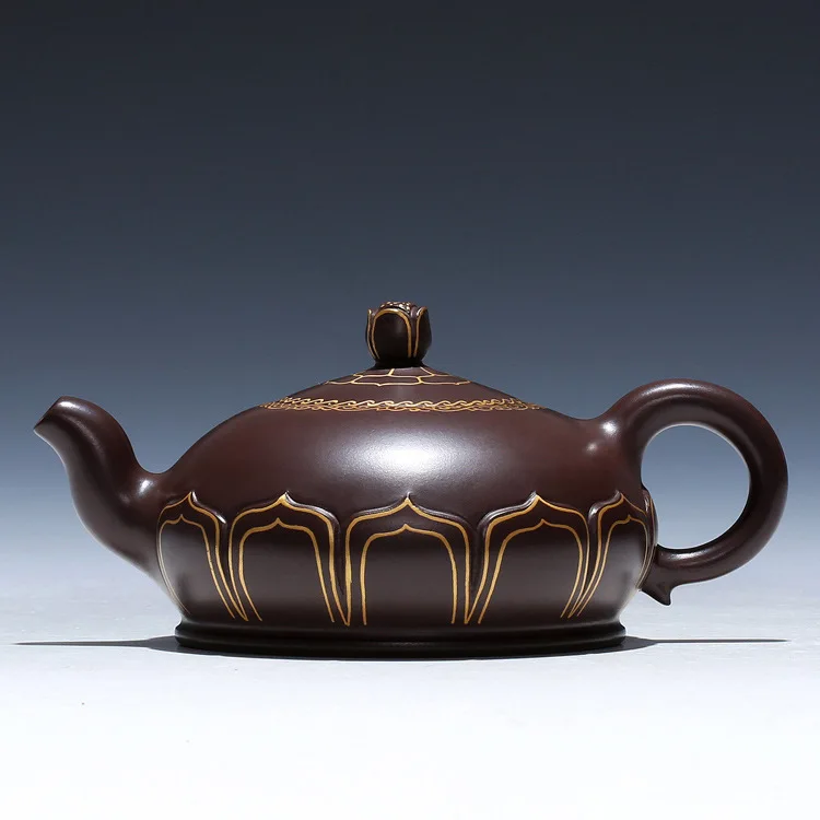 

are recommended masters all hand undressed ore purple purple clay mud trace gold Buddha lotus pot teapot tea gifts