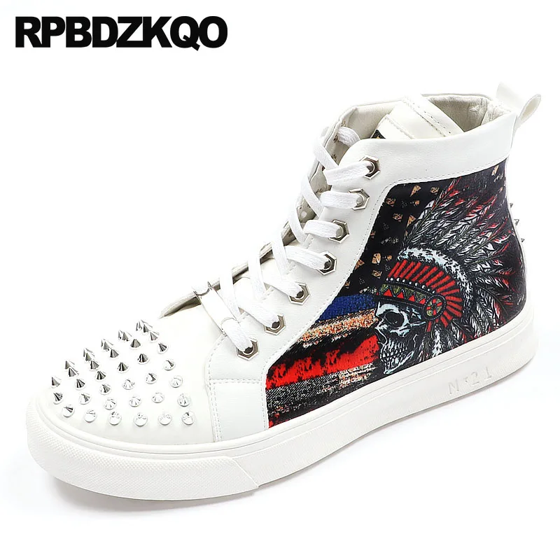 branco Preto black Up Homens De Topo Hip Impresso Sneakers Marcas Skate Lace Parafuso Branco Elevador Elevator Metal Elevator Altos Black Dos Sapatos Pico Rebite Hop white Prisioneiro Italianos Formadores qnFSgREw
