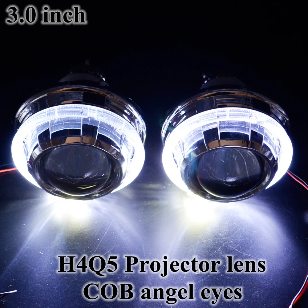 H4Q5 bixenon hid Projector lens led day running angel eyes car Bi xenon hid xenon kit d1s d2s