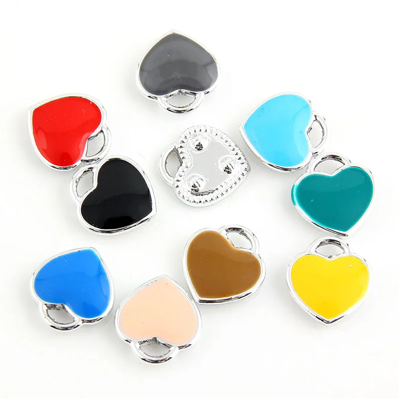 

10pcs 11x12mm Trendy Silver Plated Alloy Love Heart Enamel Charm Pendant Fit DIY jewelry Making Necklace Earrings