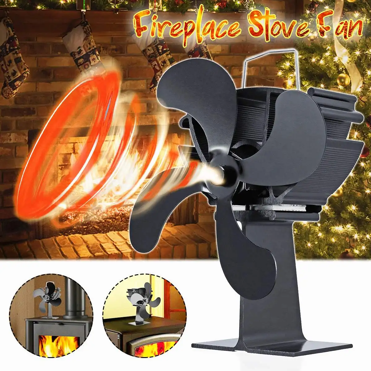 

4 Blades Heat Powered Stove Fan Log Wood Burner Ecological fan Quiet Home Fireplace Fan Efficient Heat Distribution