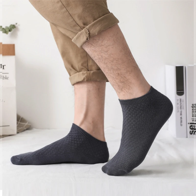 10 Pairs / Lot Men's Bamboo Short Socks Solid Color Black Male Socks and Shoes go well with Clothing 2019 Best Selling Size38-43