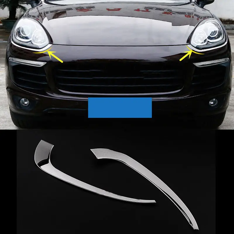 Подходит для Porsche Cayenne 11 14 Хром ABS фар бровей DEC полоса накладка 2 шт.|cover covers|cover