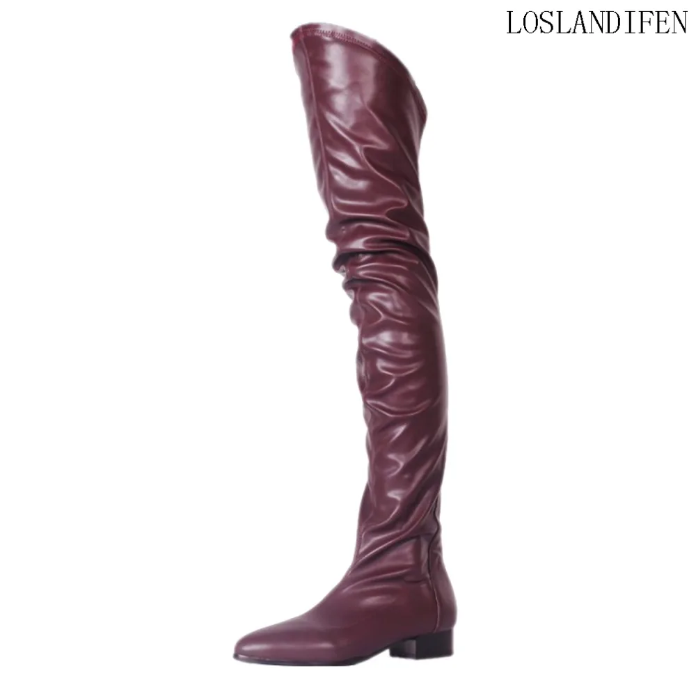 

Ladies Handcrafted Boots Snow Rain Booties Party Prom Female Shoes Thigh-high Solid Fashion Winter BFCM Shoes Y-N0792