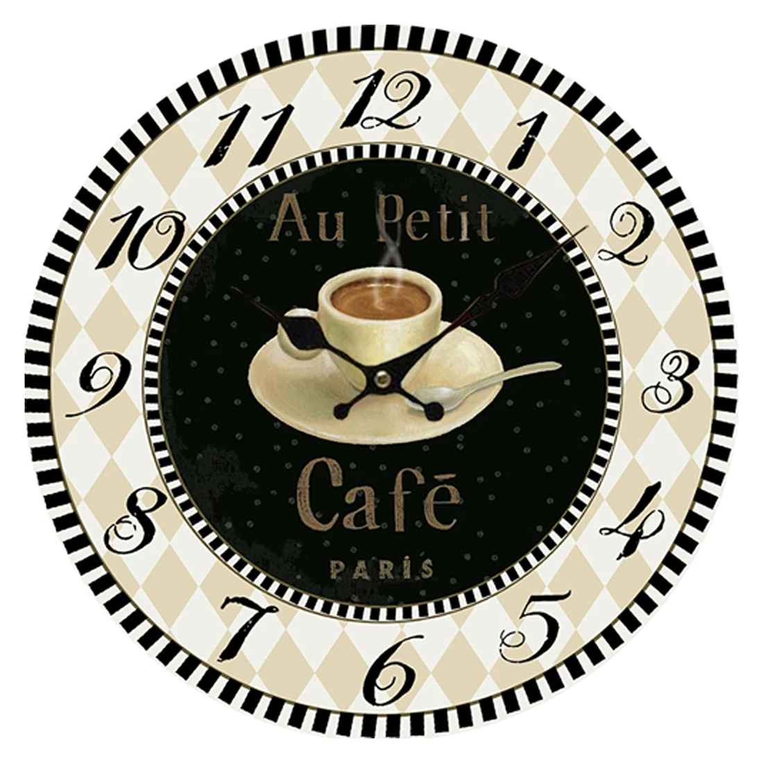 

34*34*4CM Modern Design 3D Large Round Wall Clock Coffee Pattern Absolutely European Retro Style Silent Bedroom Decor Clocks