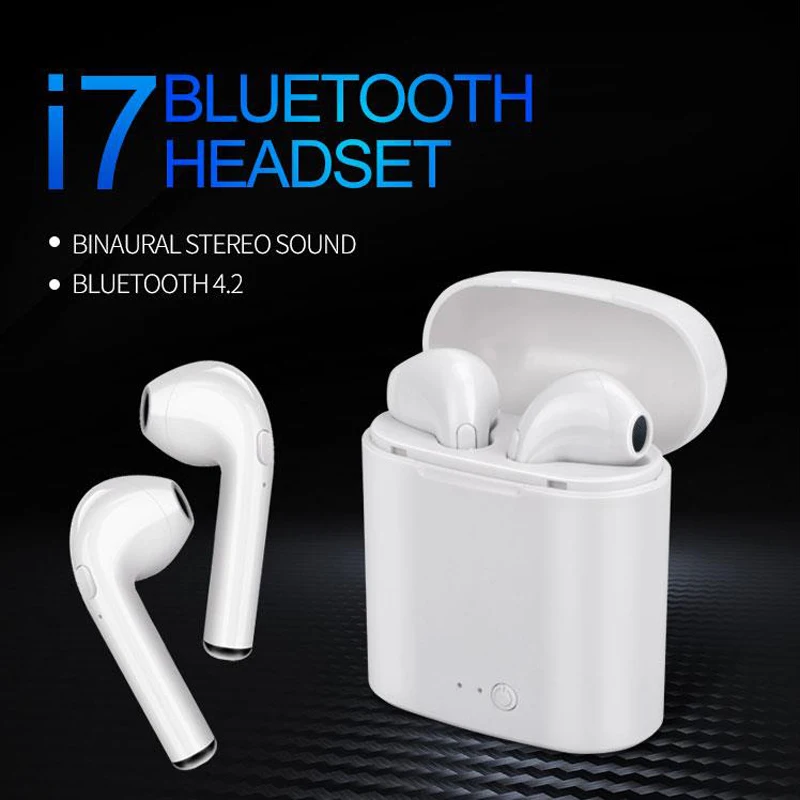 

Wireless Bluetooth i7s Earphones In Ear Stereo Earbud Headset with Charging Box for all smart phone without retail box
