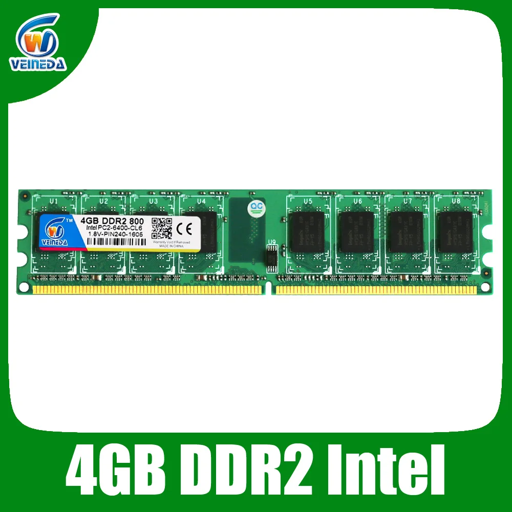 Ноутбук VEINEDA Sodimm DDR2 1 ГБ 800 ddr2 533 для Intel amd mobo с поддержкой оперативной памяти ddr2 667 PC2-6400